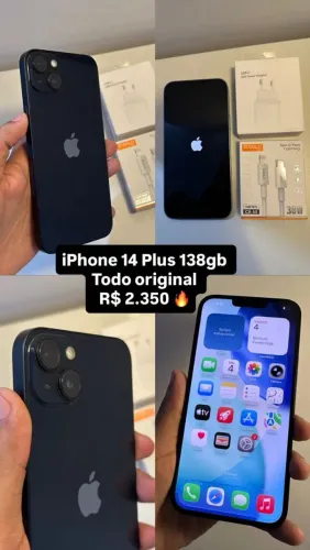 iPhone 14 plus preto impecável