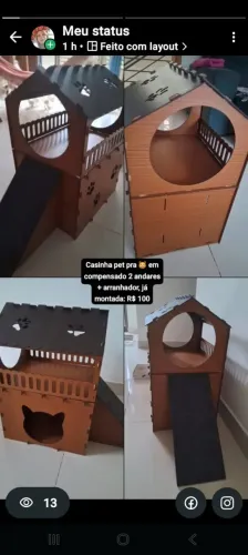 Casa para gatos dois andares, MDP