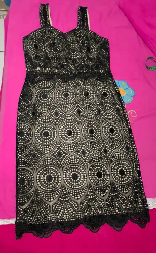 Vestido festa preto Bordado G + brinde blusa