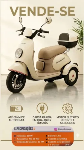 Triciclo elétrico retrô WSD-U1 800W