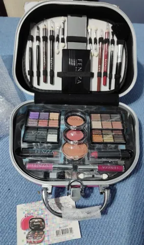 Maleta De Maquiagem Completa Portátil Fenzza - Rosa