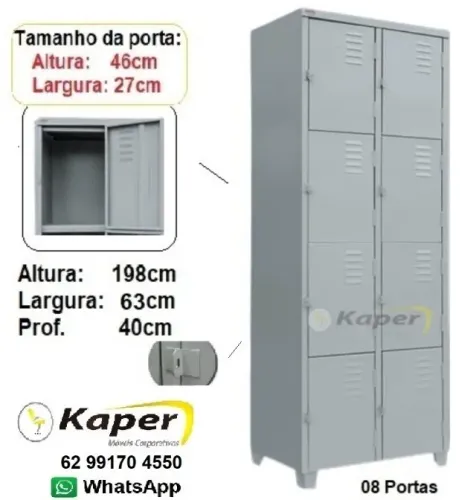 roupeiro 08 portas aço cor cinza ( produto novo ) Promoção