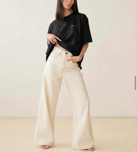 calça wide leg/pantalona yes i am jeans off white 38