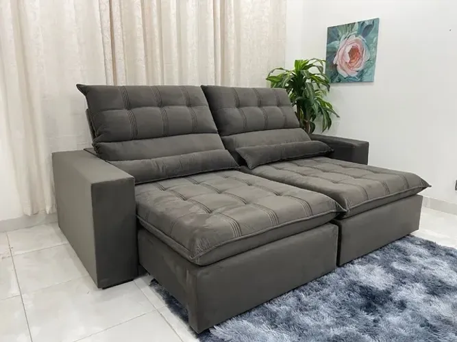 Sofá Retrátil Reclinável Ilhéus 2.50m Molas Ensacadas l43