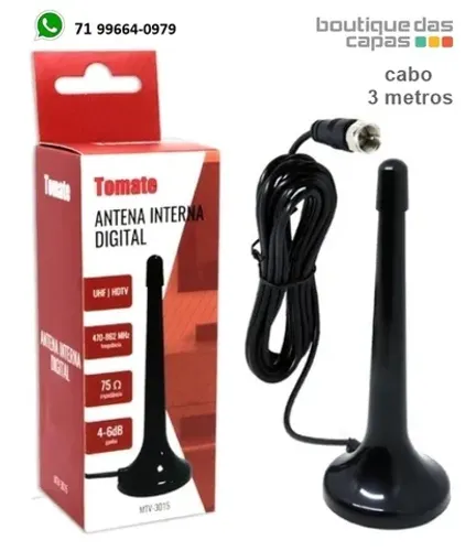 Antena Interna Tv Digital Uhf Vhf Interna Mtv-3015 Cabo 3 metros