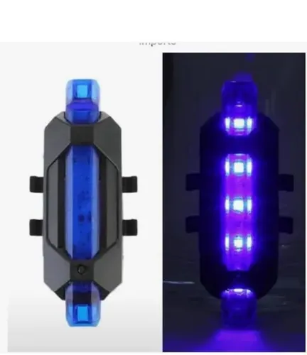 LED traseiro azul para bicicleta.
