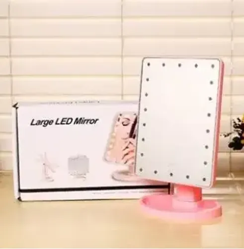 Espelho De Mesa Articulado Com Led P/ Maquiagem - Cor Rosa ou Branco