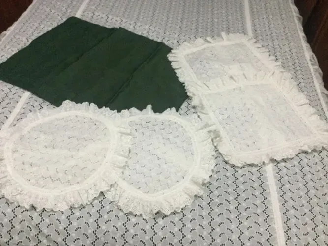 Colcha Casal Laise Bordado Inglês Forro Shantung Capas Almofadas