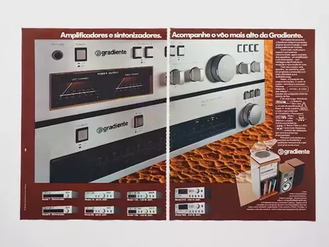 Propagandas originais de aparelhos de som antigos - Gradiente, Technics, Motorádio, CCE