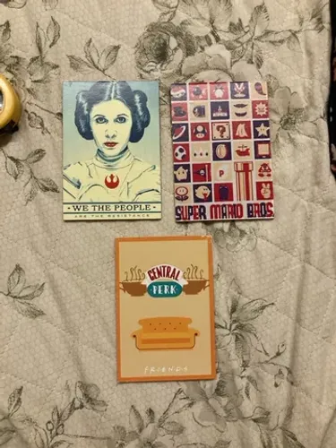 Trio de quadrinhos de mdf Star Wars mario e friends