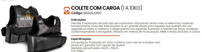 Colete regulável p/ calistenia crossfit e musculação, entregamos na sua casa
