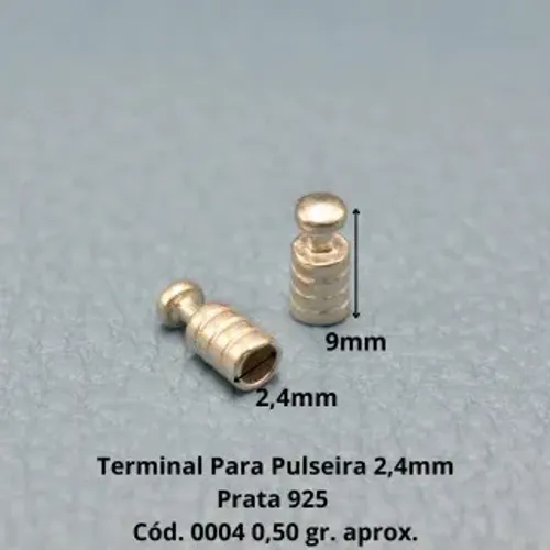 Terminal Pulseira Berloque Prata 925 - Tamanhos 3/2,4/1,9mm