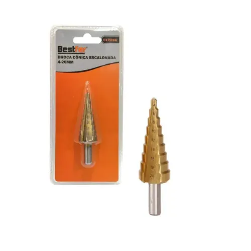 Broca Cônica Escalonada 4-20mm Aço Rápido Bestfer Bfh1851