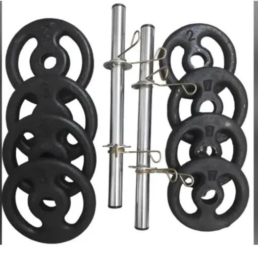 Kit de Musculação c/ Barra 40cm Cromada e Anilha Ferro