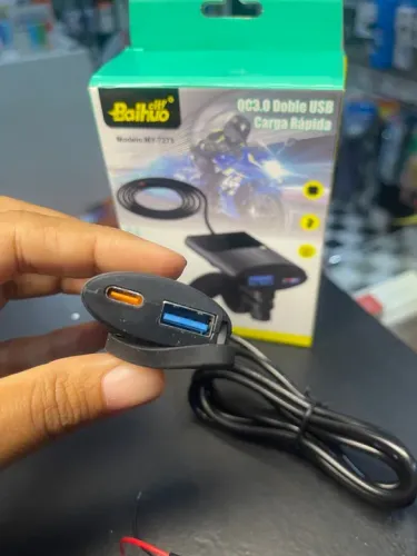Carregador USB para motocicleta celular moto  r porta dupla QC3.0, função desligam