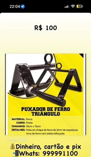 PUXADOR DE FERRO TRIÂNGULO R$ 100