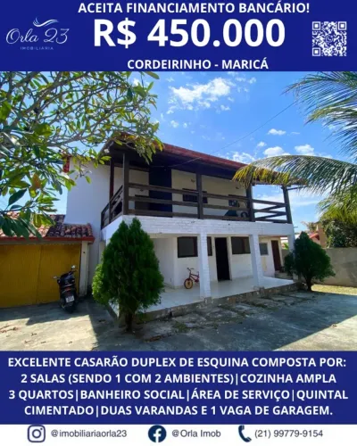 CORDEIRINHO, Orla 23 Imobiliária VENDE! Excelente casarão duplex próximo à Rua 90