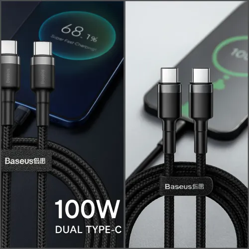Cabo USB-C 100W Baseus - Carregamento Rápido e Seguro
