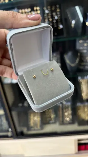 Brincos bolinha baby em ouro18k-3mm