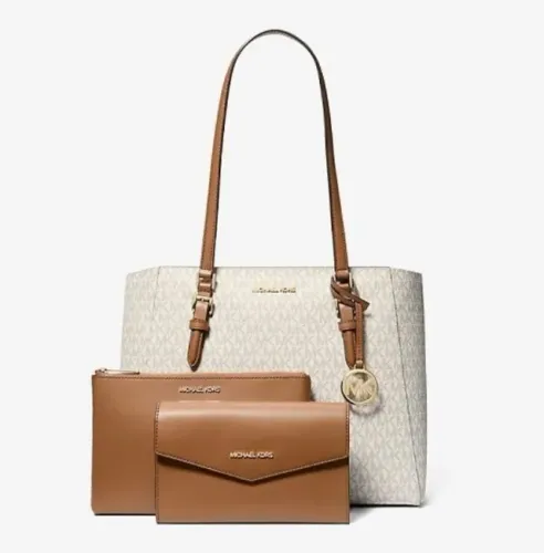 Bolsa Michael Kors Charlotte 3 em 1 - Original | Branca | Logo Dourado
