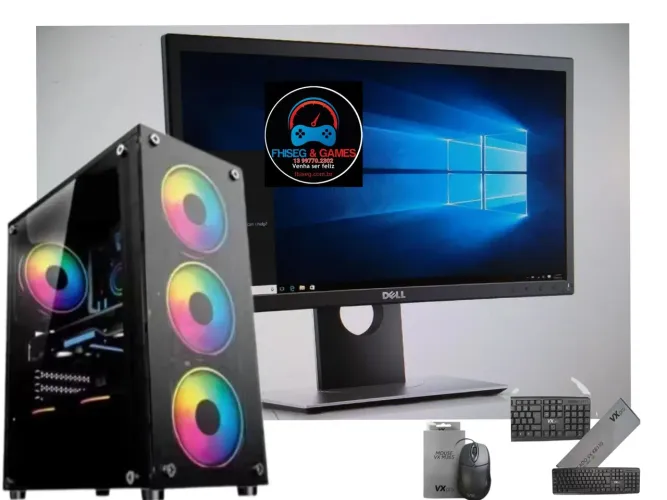 PC Gamer Completo Ryzen 5 4600 16g ram ddr4 ssd 512gb Monitor Dell 22 pol Borda infinita