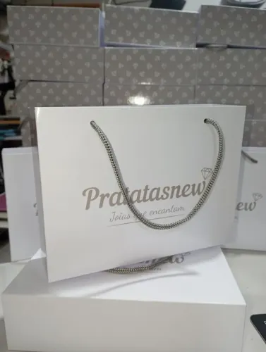 Sacola de Papel para Presente Prata