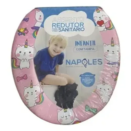 assento almofada redutor infantil com tampa napoles - rosa - na39351 na3935i