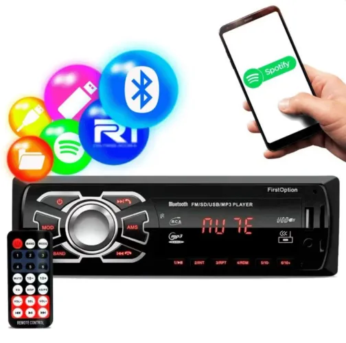 Som para carro com USB e Bluetooth entregamos cores