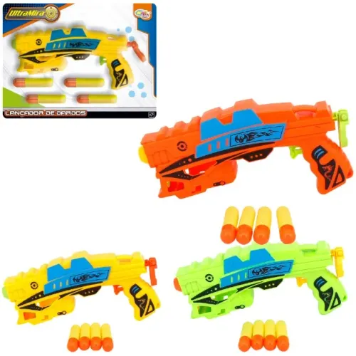 Pistola Lança Dardo Com 4 Dardos Ultra Mira Wb4207