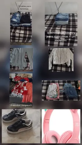 TROCO roupas, um tênis, um fone, uma chapinha e um tanquinho 