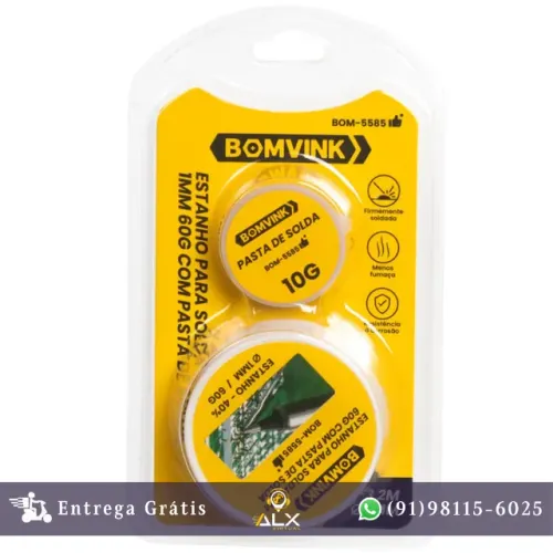 Estanho 1mm 60g + Pasta de Soldar *ENTREGA GRÁTIS*