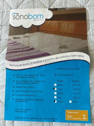 SonoBom lençol térmico 127v casal