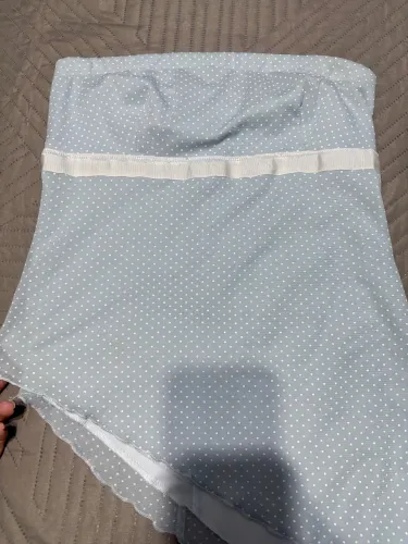 Blusa Tomara que Caia Poá Azul Bebê com Detalhe de Fita