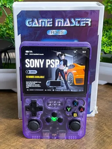 Console Portátil R36S original 64gb roxo + brindes