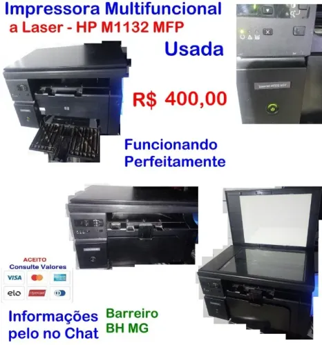 Impressora HP LaserJet Pro M1132 multifuncional comercio casa escola escritório auto loja
