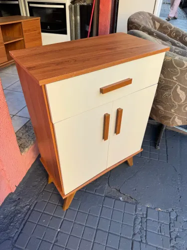 Balcão Multiuso para Micro-ondas e Forno 2 Portas com Gaveta Cedro/Off White