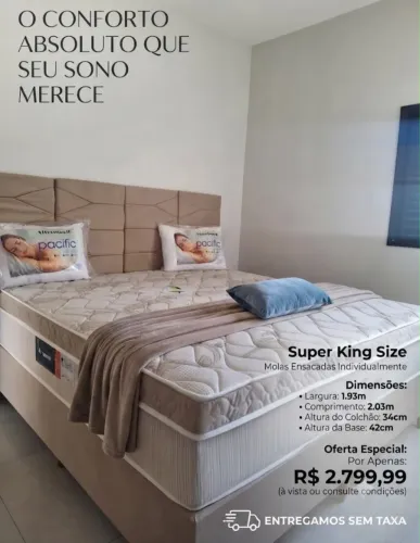 CAMA BOX SUPER KING SIZE MOLAS ENSACADAS COMPLETA