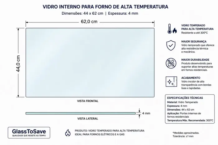 VIDRO INTERNO DO FORNO DAKO MAGISTER 5 ou 6 bocas