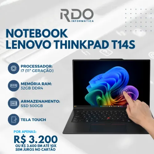Notebook Lenovo T14s Core i7 32GB DDR4 com Tela Touch