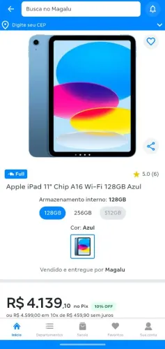 iPad 11 128gb novo