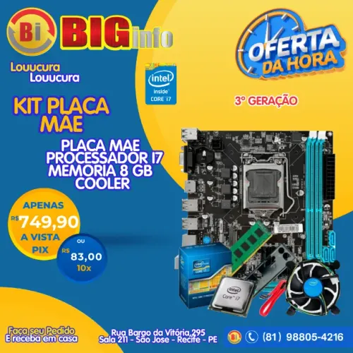 Kit Upgrade Intel Core I7 Terceira H61 Ram 8GB DDR3 - Em ate 10x Fixas