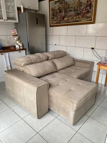 Sofá Retrátil Reclinável 3 lugares veludo