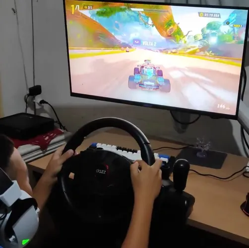 Volante e pedal Force Driving Preto Dazz Xbox One/Ps3/Ps4/PC