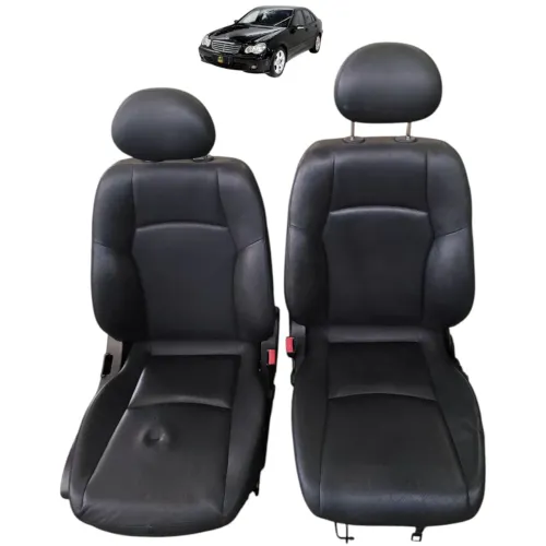 Par Banco Couro Dianteiro Mercedes C230 2003 2004 2005 2006 Preto