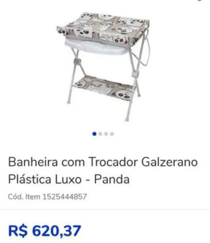Trocador Galzerano luxo Panda com banheira