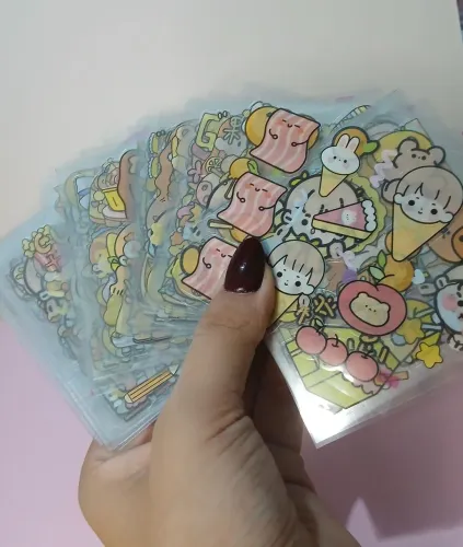Kit com 10 cartelas de adesivos fofos e a prova d'água 