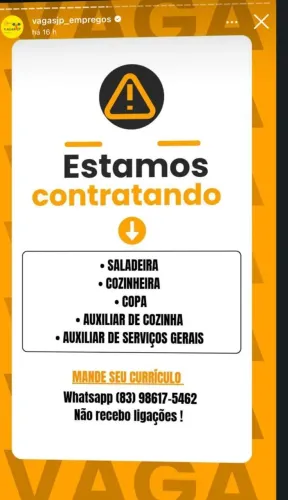 Estamos com todas as vagas disponíveis