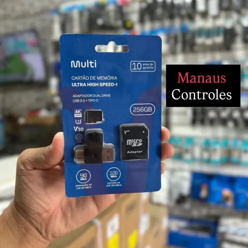 Cartão de memória Micro SD 256GB kit 3 em 1