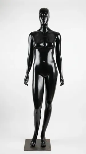 Manequim preto feminino perna dobrada