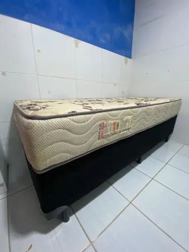 Cama box  base + colchão Ortobom solteirão 